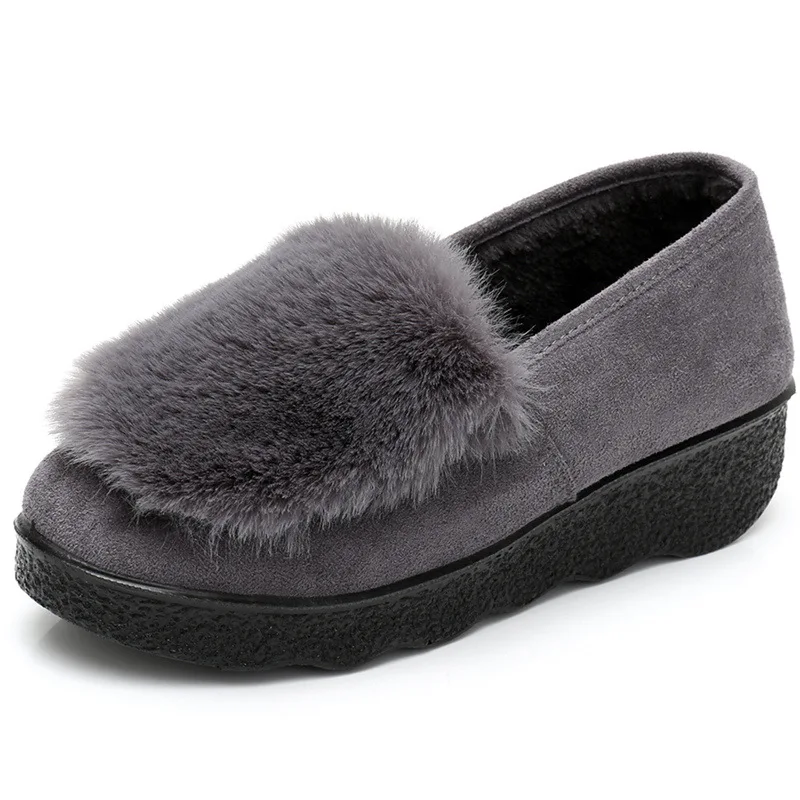 

Women's Wool pea Shoes Female Wild Winter Plus Velvet Shallow Mouth Women's Shoes Warm Month Shoes women's loafers O5-84