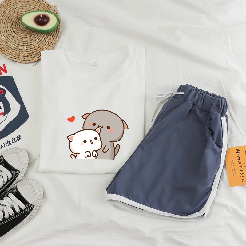 

Женский спортивный костюм из двух предметов, свободные шорты с круглым вырезом и карманами