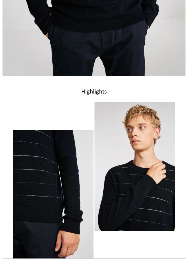 JackJones осенний мужской свитер из шерсти контрастный полосатый свитер с круглым вырезом Повседневный свитер Топ 218324556