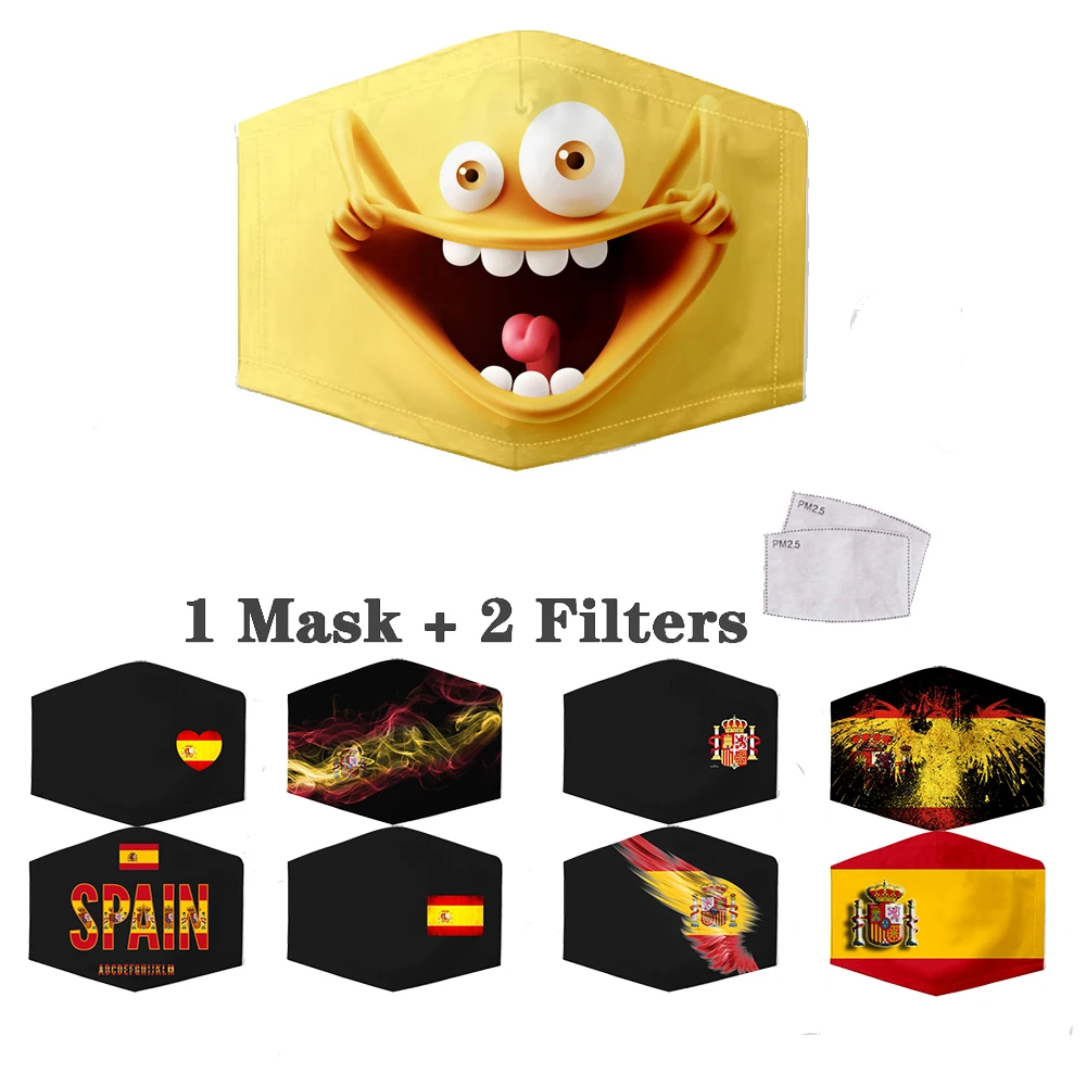 

Маска многоразовая с фильтром pm2.5, с принтом в виде испанского флага