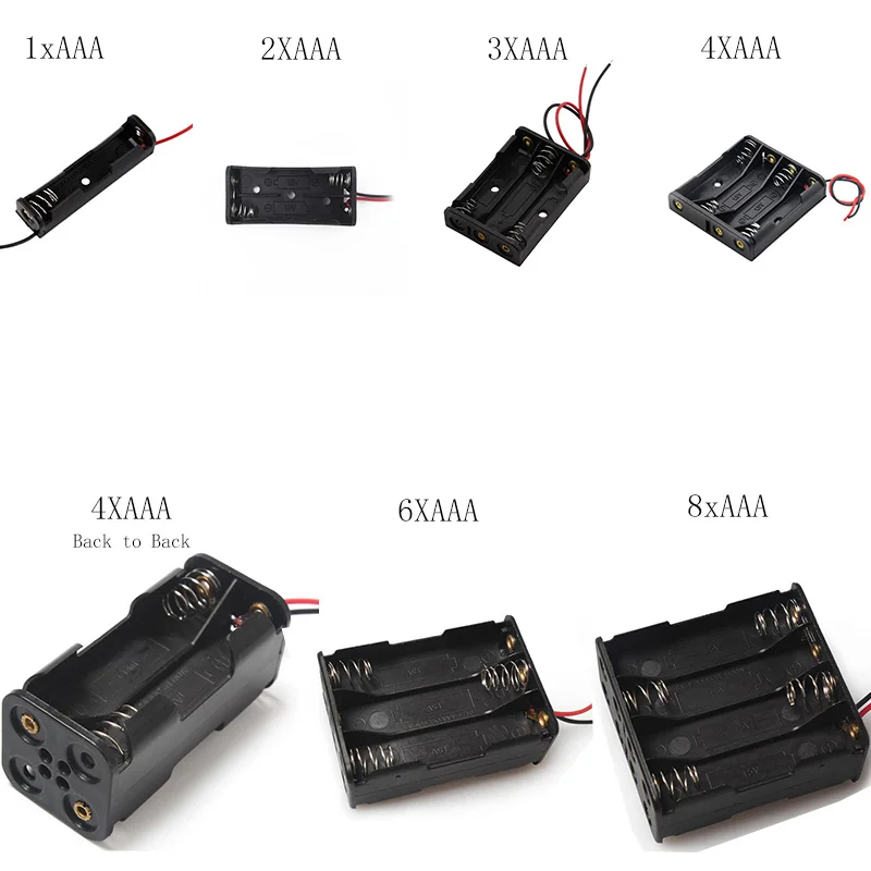 

New 1x 2x 3x 4x AAA Battery Box Case Holder With Wire Leads Side By Side Battery Box Connecting Solder For 1-4pcs AAA Batteries