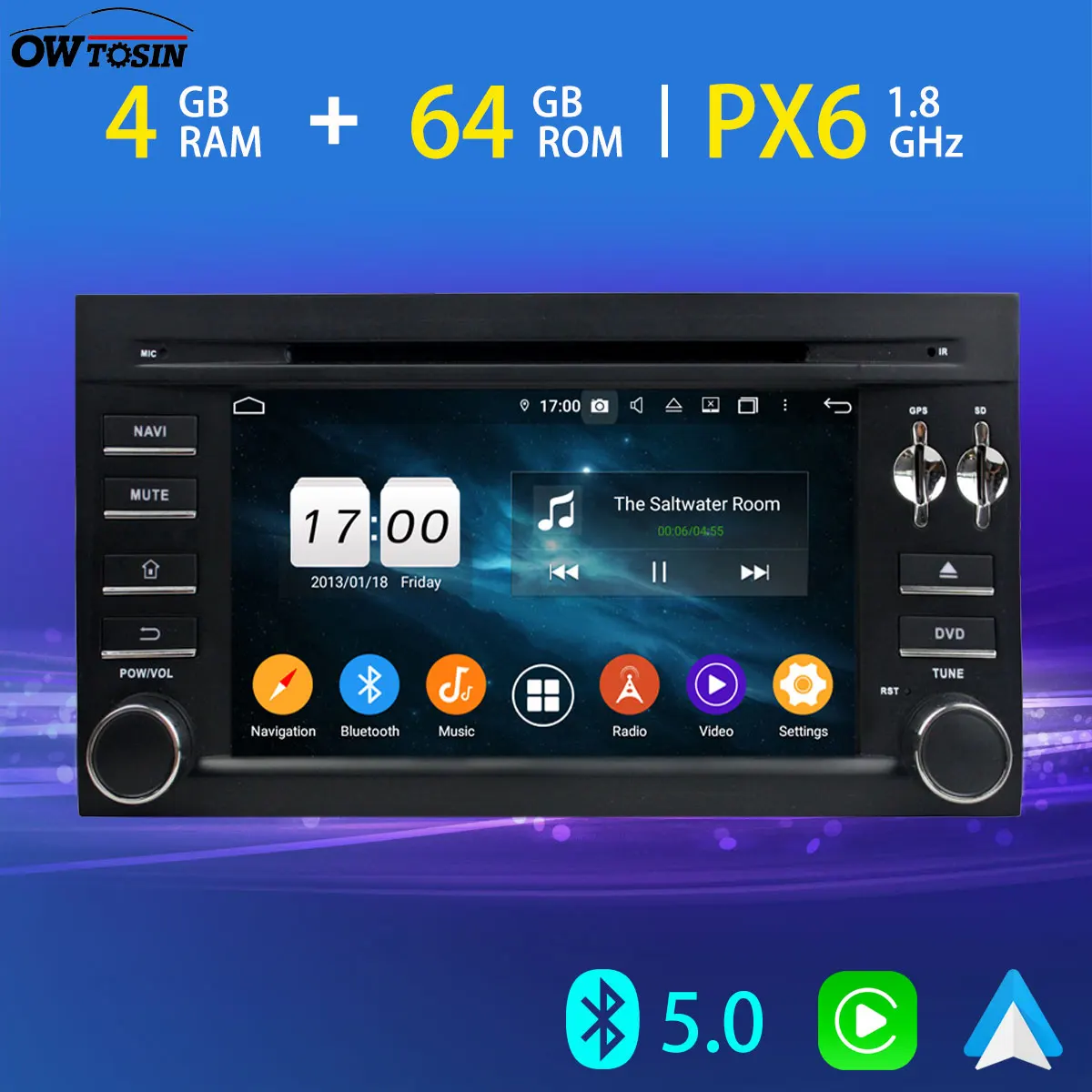 Автомобильный DVD-плеер PX6 4 Гб + 64 ГБ Android 10 0 для Porsche Cayenne 2003-2010 GPS Радио DSP Bluetooth Tethering