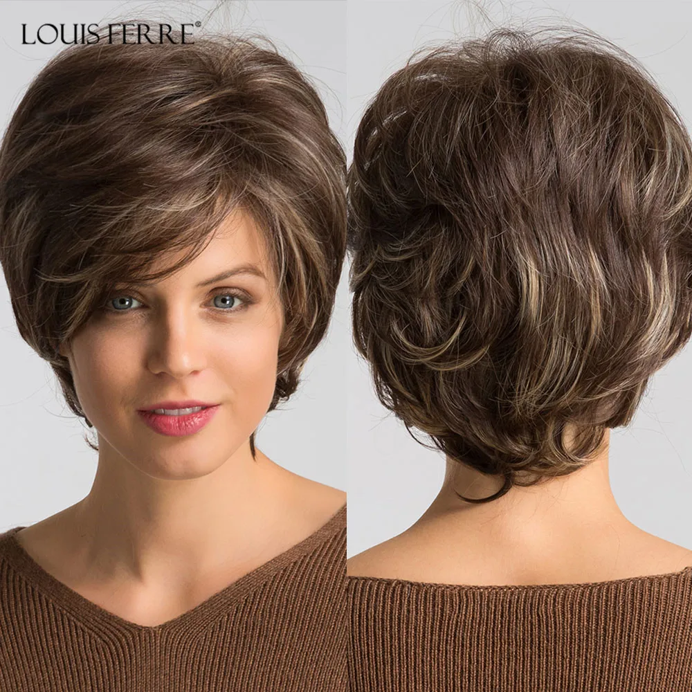 

Волосы синтетические короткие волнистые с челкой для чернокожих женщин