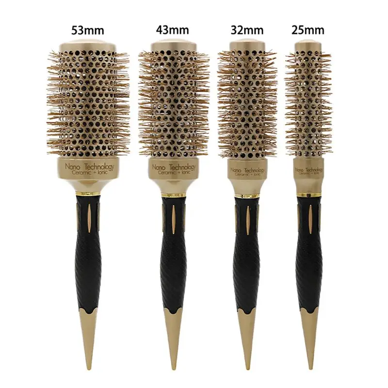 

Gold Hairless Ceramic Aluminum Rolling Comb Hairdressing Pointed Tail Hair Styling Tools