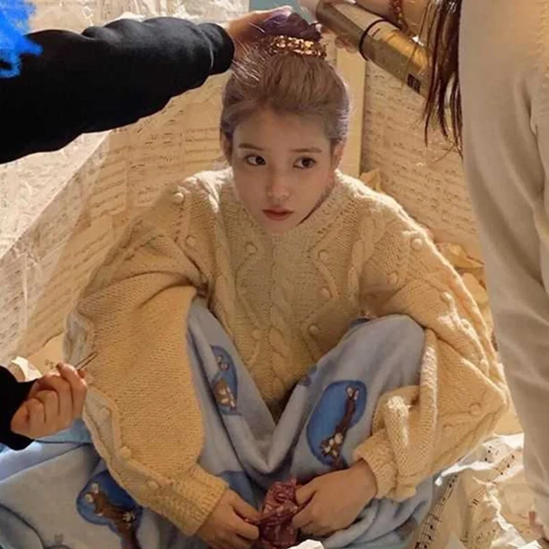Милый Повседневный свитер kpop IU Lee Ji Eun same wind wild в стиле ретро женская зимняя