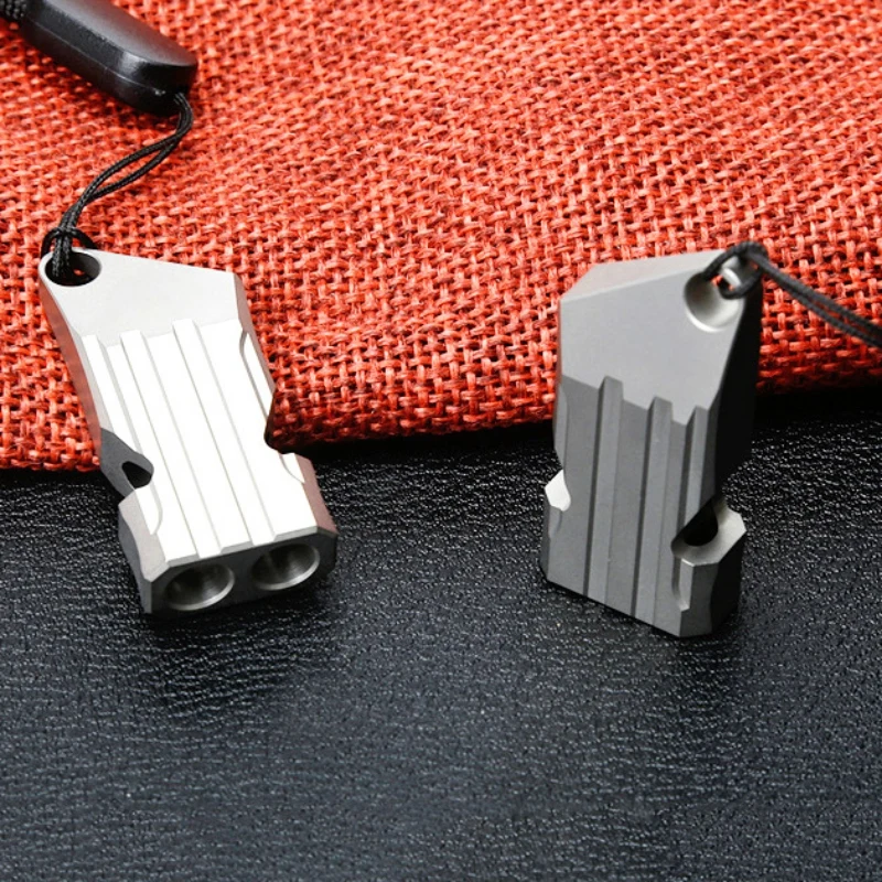 

Outdoors High Decibel Portable Whistle Aluminous Alloy Double Pipe Emergency Survival Whistle Multifunction EDC Tool