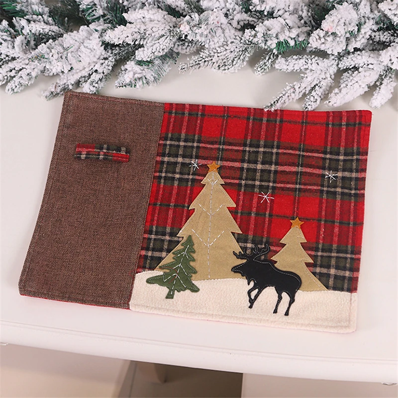 

10 Pcs Christmas Table Mats Heatproof Cloth Kitchen Dining Pads Xmas Plaid Elk Tree Placemat Christmas Decoration Wholesale X2