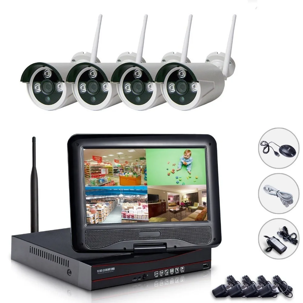 Система видеонаблюдения 4 канала NVR Wi-Fi 1080P 10 дюймов | Безопасность и защита
