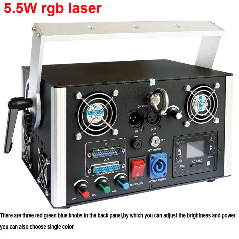 Mini 5.5 watt ILDA DMX SD RGB Bright Full Colors Laser stage Lighting for disco DJ Nightclub effects red green blue | Лампы и