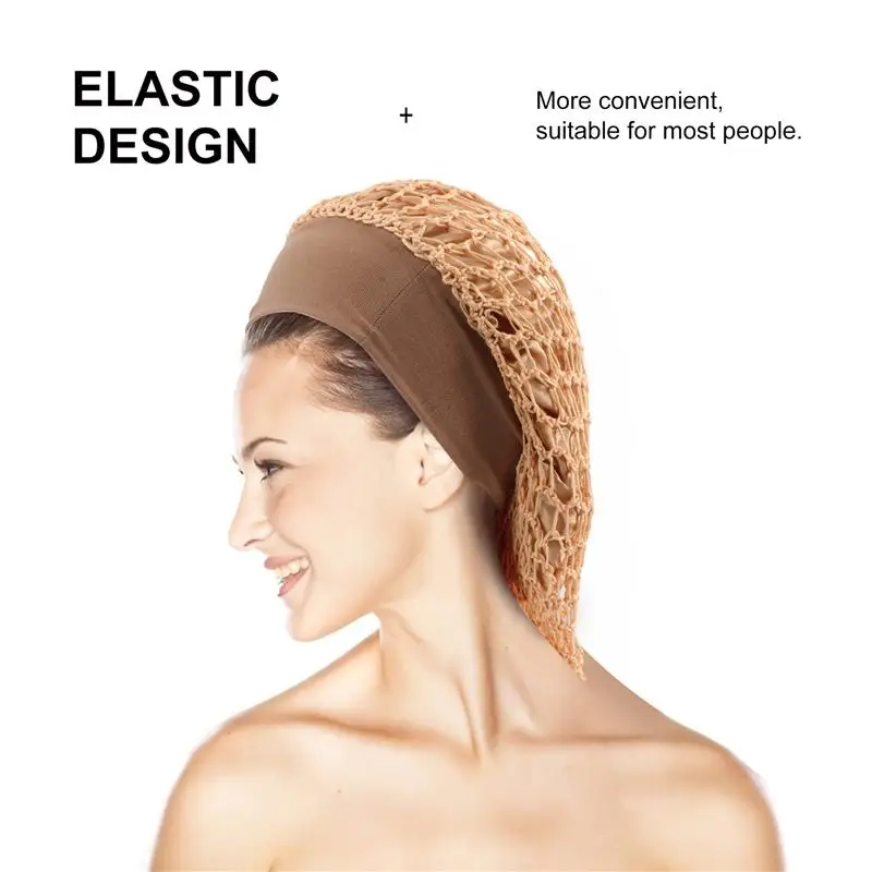 1pc Double Tinted Hair Net Cap Elastic Wide Side Knitted Band Night Sleep Long Care Head Cover Random Color | Красота и здоровье