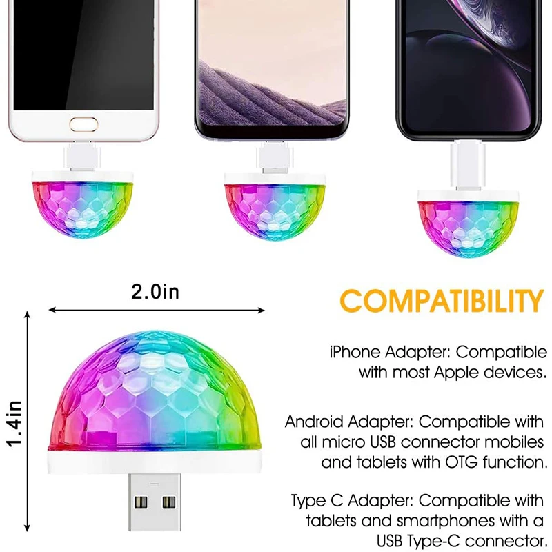 Миниатюрный сценический RGB проекционный шар с USB лампа для дискотеки