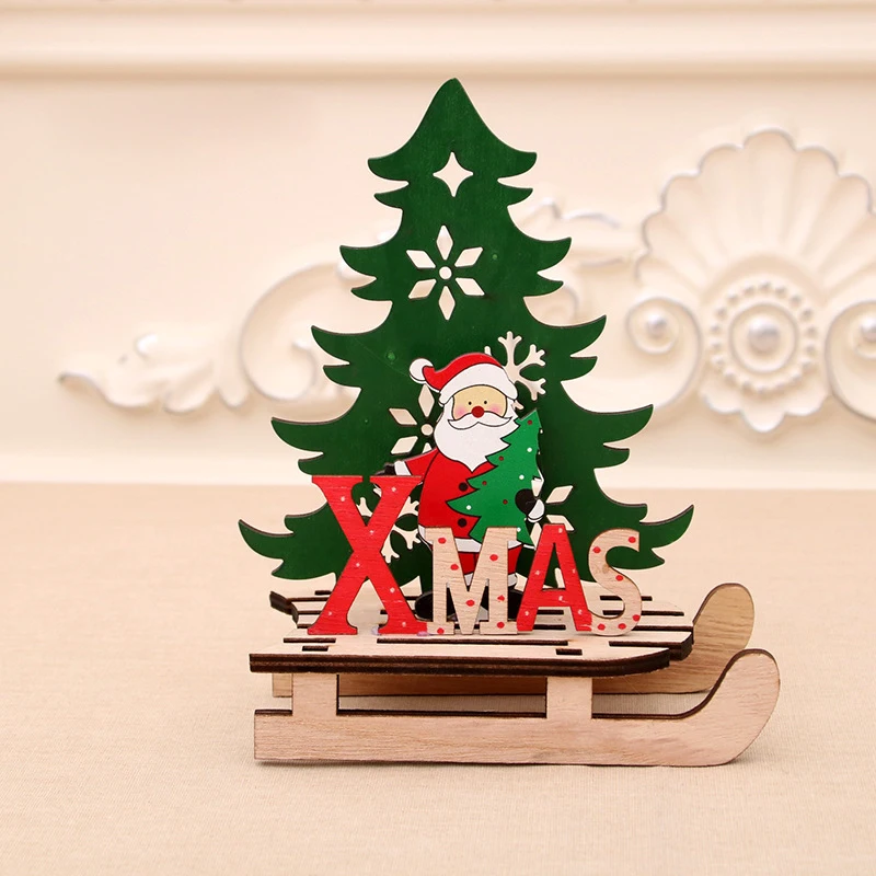 L Santa Claus Деревянный орнамент с оленями рождественские украшения для дома Сращивание олень рождественские украшения Счастливого Рождества новогодний декор navidad - Цвет: L Santa Claus