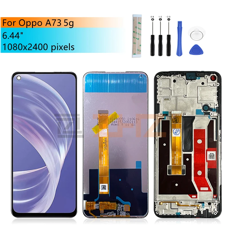 

For OPPO A73 5G lcd Display touch screen digitizer assembly with frame lcd panel CPH2161 screen replacement repair parts 6.5"
