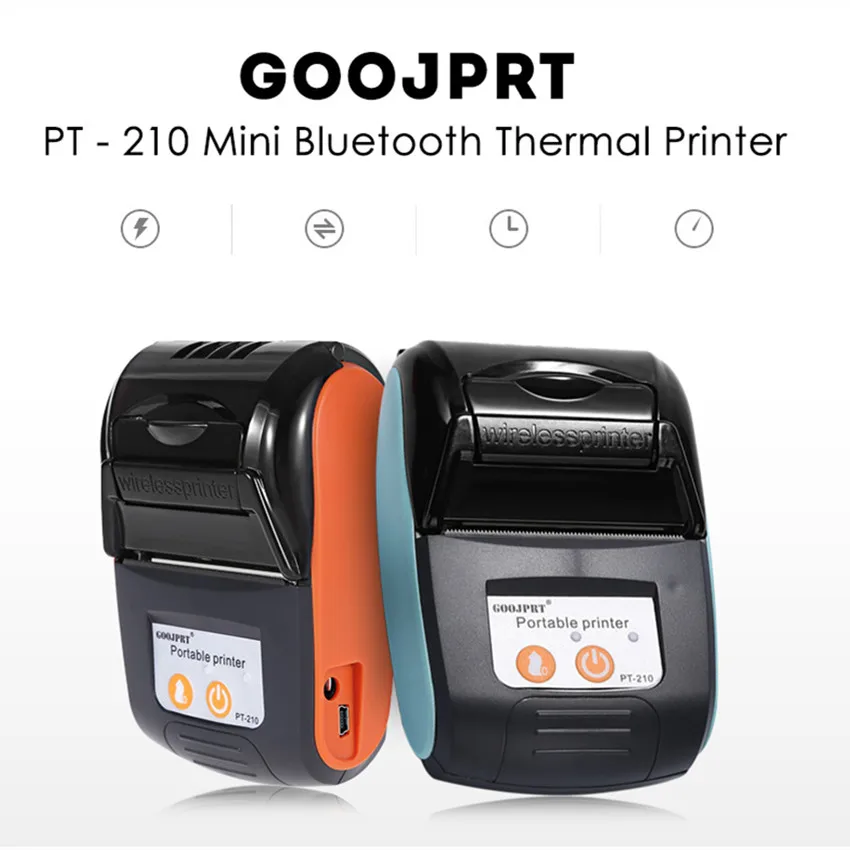 Термопринтер GOOJPRT PT210 для чеков 58 мм USB и Bluetooth интерфейс беспроводное подключение