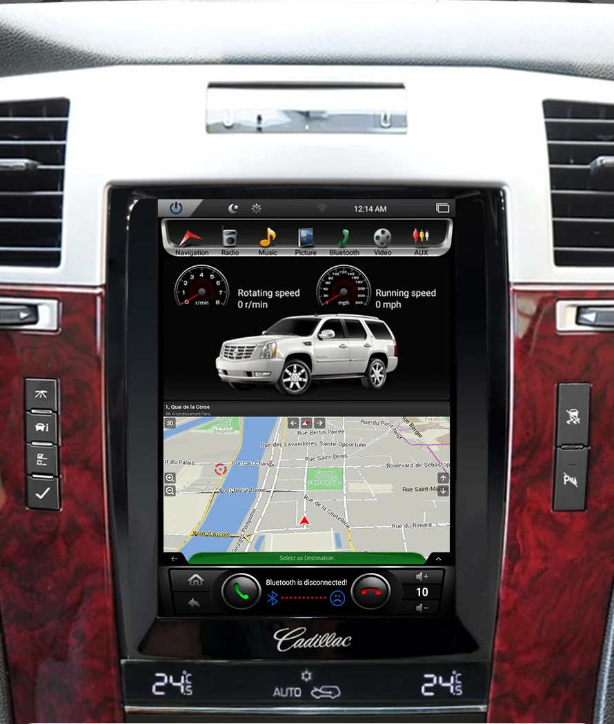 PX6 вертикальный экран 10," четырехъядерный Tesla 1024*768Android автомобильный DVD gps Навигатор Радио Аудио плеер для Cadillac Escalade ram 2G