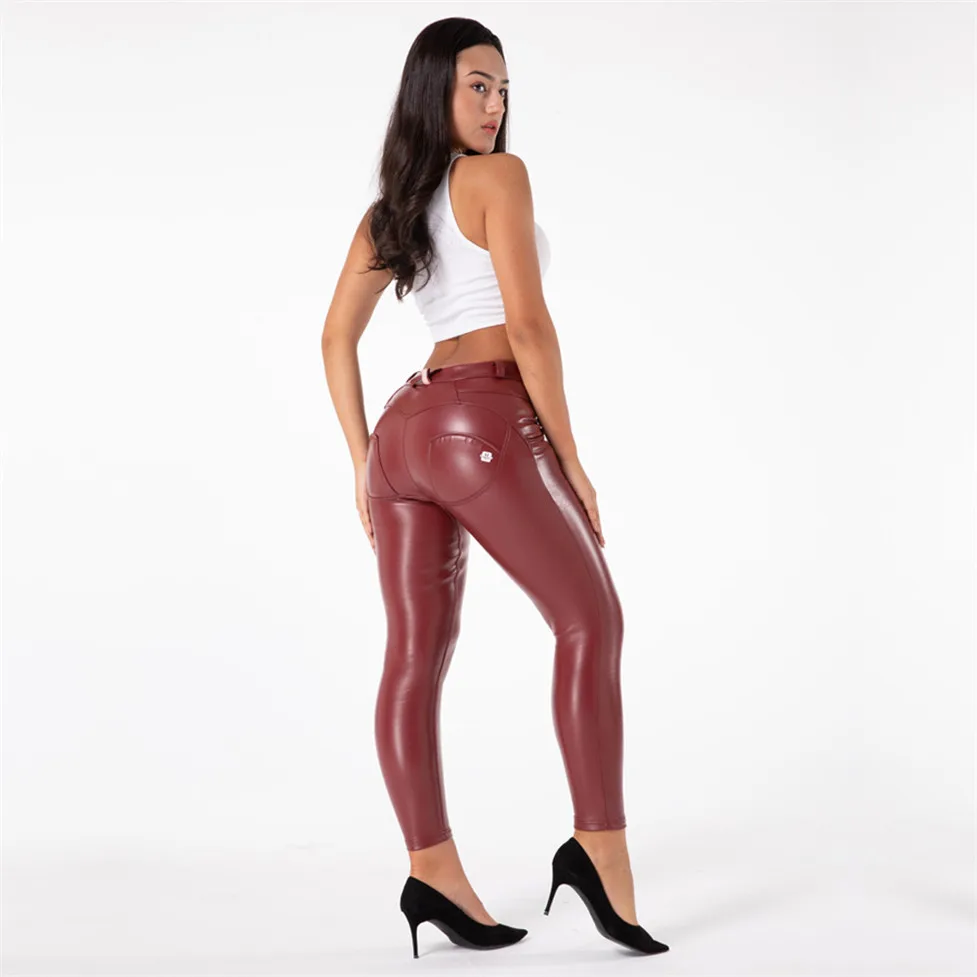 

NEW Shascullfites Melody Burgundy Faux Leather Pants PU Pants Women Cold Weather Leggings Tall Leather Leggings