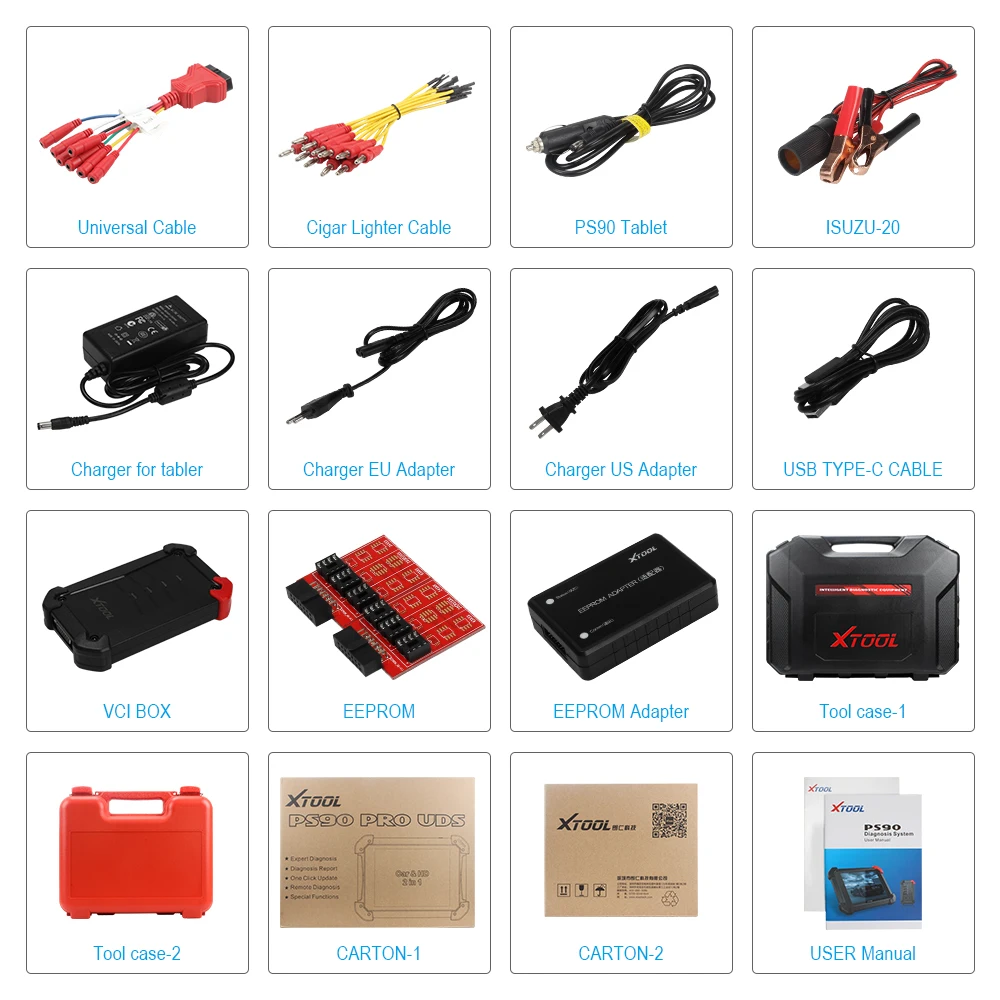 XTOOL PS90 PRO Профессиональные диагностические инструменты OBD2 работают как для