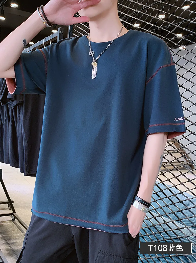 

Men's short sleeve t-shirt summer trend handsome casual half sleeve 7241