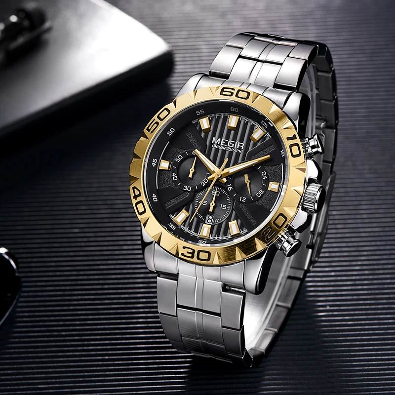 MEGIR новые часы для мужчин с хронографом кварцевые Бизнес Мужские брендовые