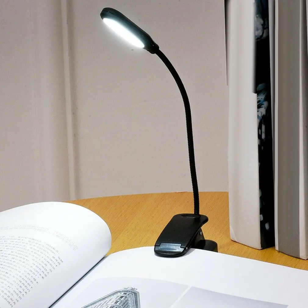 

LED Book Light Clip-on Adjustable Mini Desk Lamp 5 LEDs High Lumen Energy Saving Eye Protection Night Reading 6000K Flicker-Free