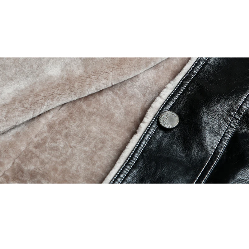 New Women Sheep Leather Jacket Autumn Winter Casual Fashion Double-Faced Lambswool Liner Thick Warm Slim Short Sheepskin Coat