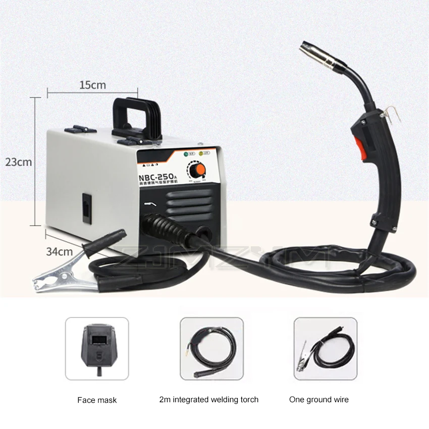 NBC-250A Home Gas-free Welding Torch Carbon Dioxide Gas Shielded Welding Machine Sngle-use Integrated Welder 220V 5.5kw 0.5-5mm