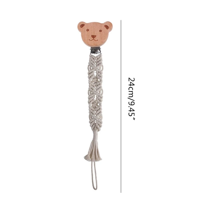 

Baby Teething Soother Beech Wood Clip Cotton Rope Crochet Pacifier Chain DIY Dummy Nipple Holder Leash Strap
