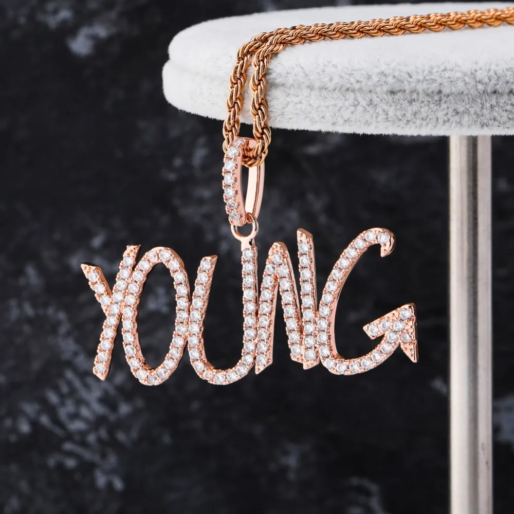 TOPGRILLZ Custom Name Iced Out Tennis Chain Letters Pendants Necklaces Men's Charms Zircon Hip Hop Jewelry With 4mm | Украшения и