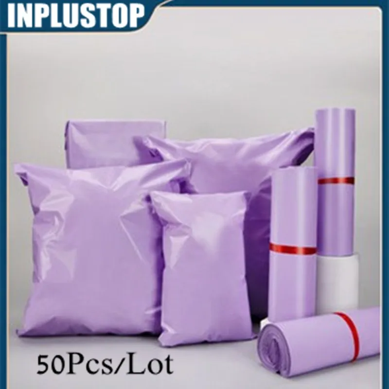 50Pcs Purple Courier Mailer Bags Packaging Poly Package Plastic Self-Adhesive Mailing Express Bag Envelope  Postal Pouch Mailing