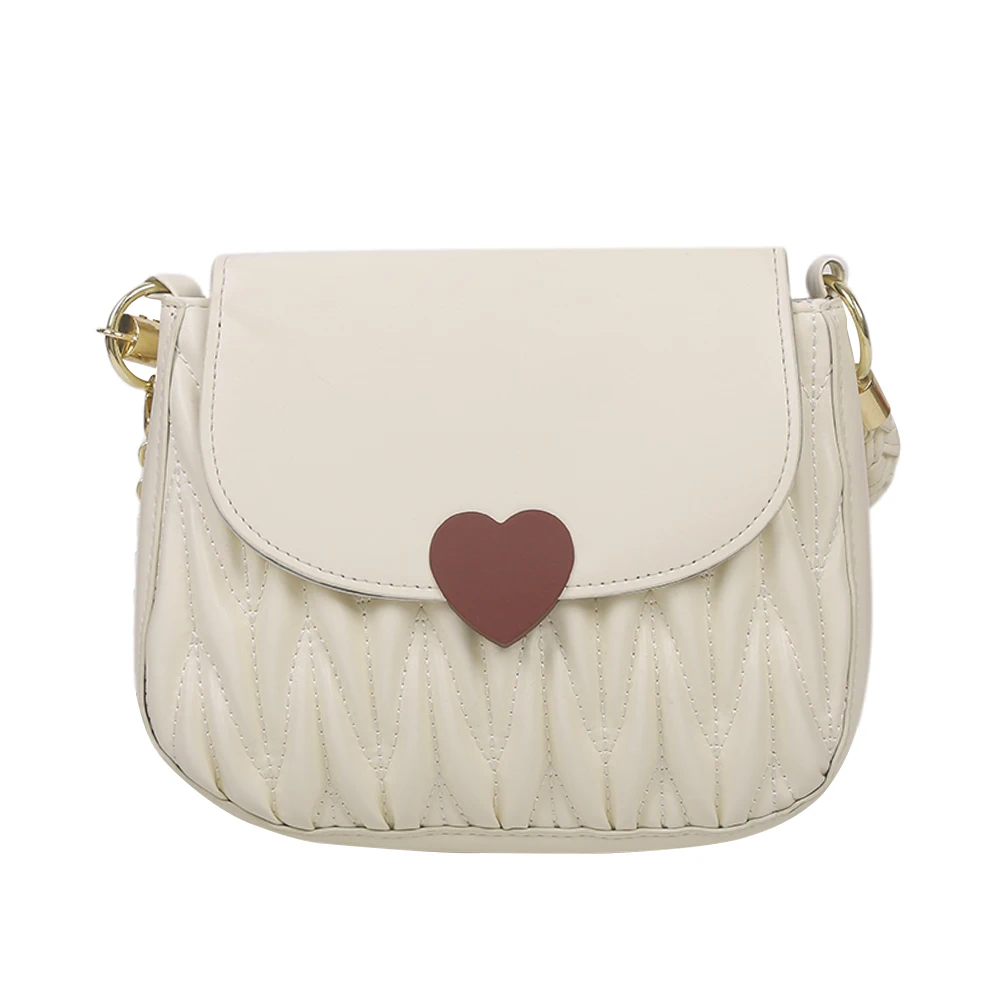 

Lady Solid PU Shoulder Chain Bag Love Hasp Crossbody Handbags Woven Strap Purse Fashion Exquisite Shopping Bag