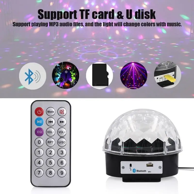 

Loudspeaker Projector Wedding Supplies LED Music Light LED Stage Light Portable Smart Crystal Magic Ball Light Colorful