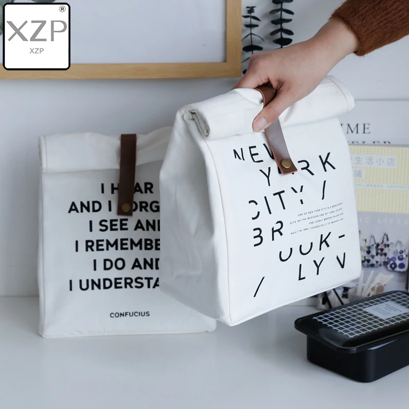 Хлопковый холщовый Ланч бокс XZP изоляционная сумка для пикника простая