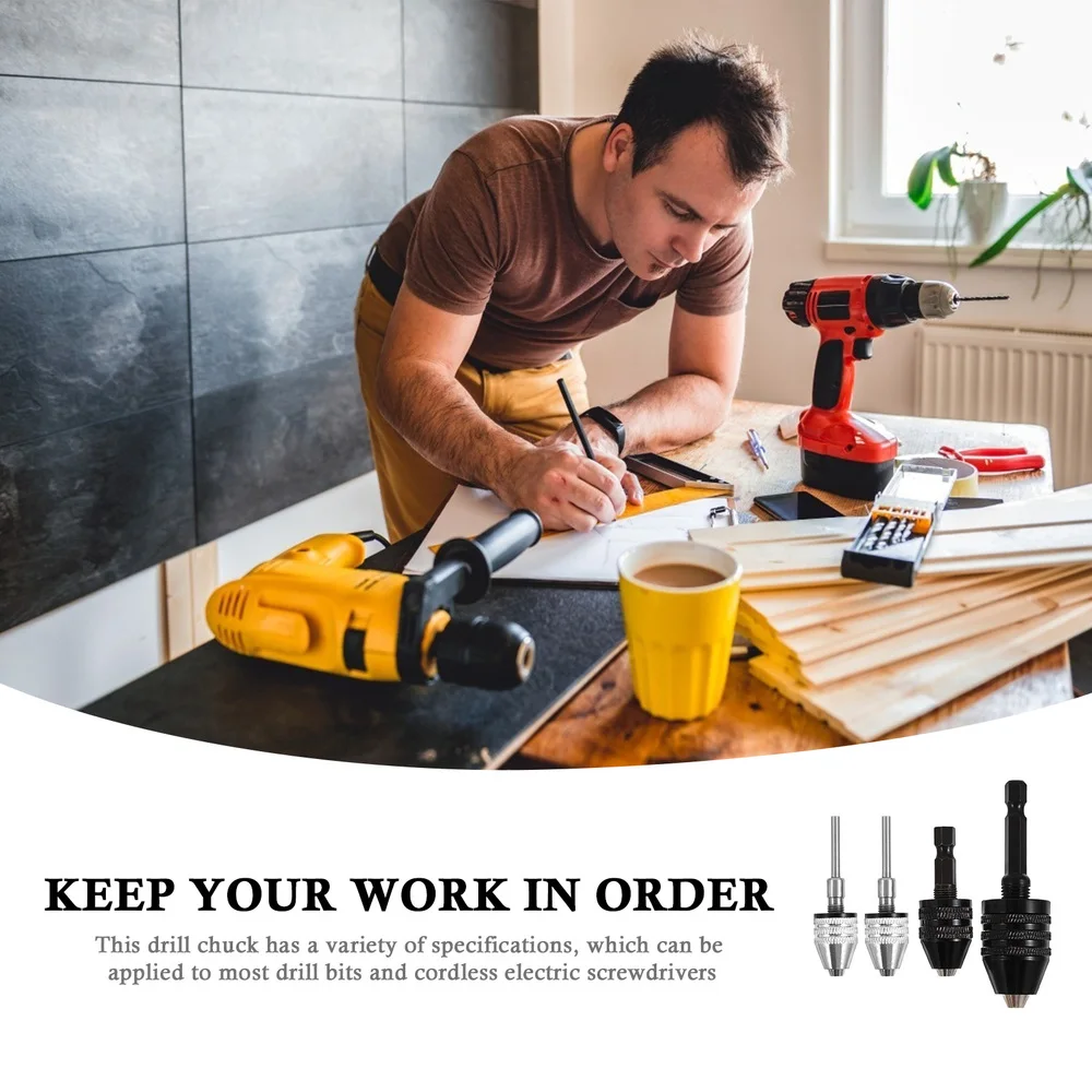 

1 Set/4 Pcs Drill Chuck Hex And Round Handle Drill Chuck Quick Change Adapter