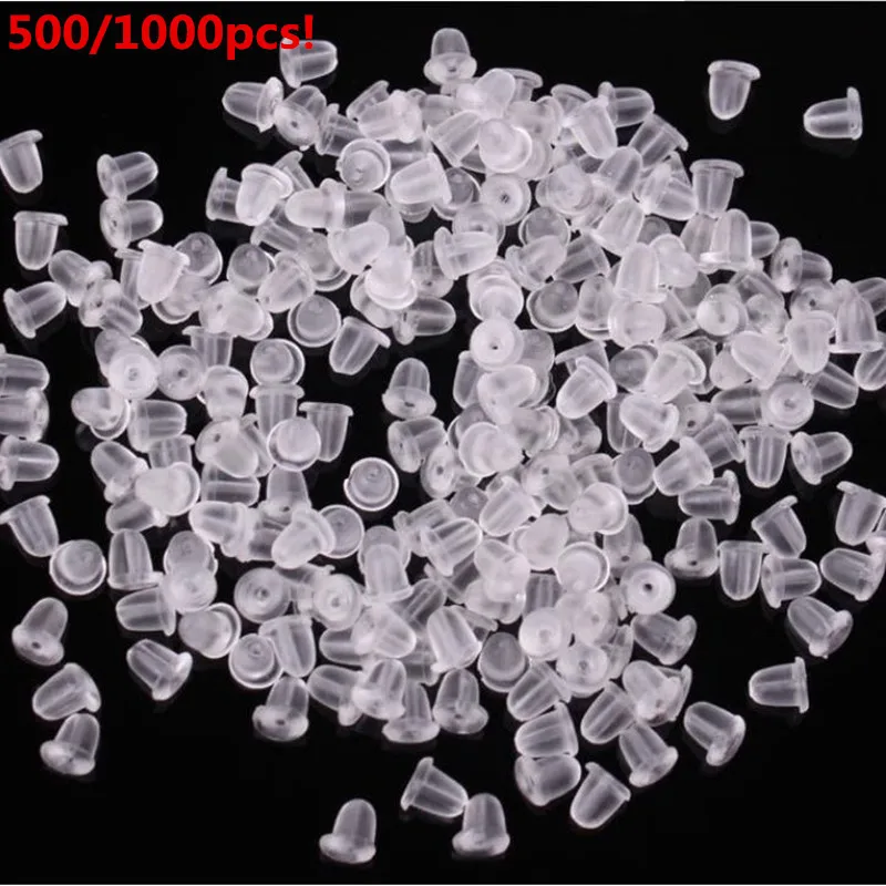 

500/1000pcs Soft Silicone Bullet Rubber Earring Backs Stopper For Stud Earrings DIY Earring Findings Accessories Tube Ear Plugs