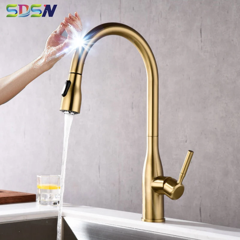 

Sensor Touch Kitchen Faucet SDSN Quality Brass Pull Out Kitchen Faucet Smart Touch Control Kitchen Faucets Copper Kitchen Taps
