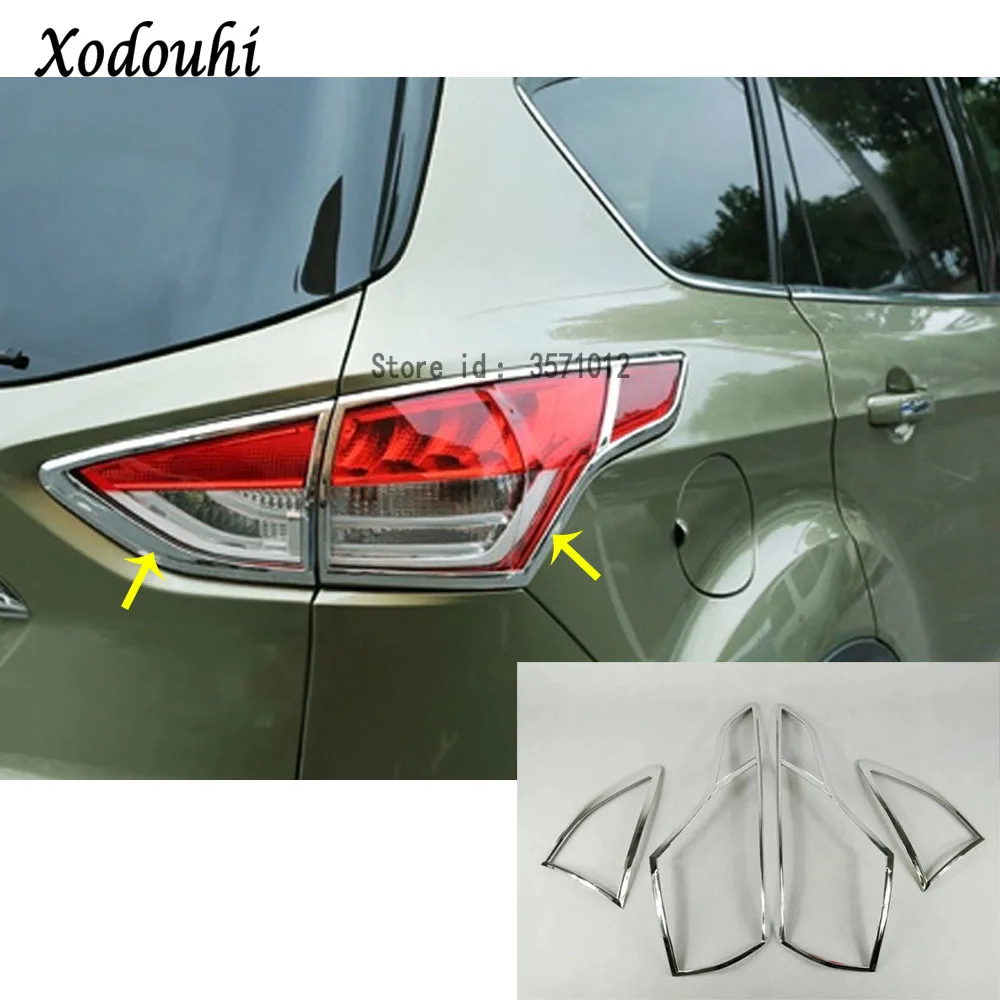 

For Ford Kuga Escape 2013 2014 2015 2016 Car Styling Rear Tail Back Light Detector Frame Stick Chrome ABS Cover Trim Part 4pcs