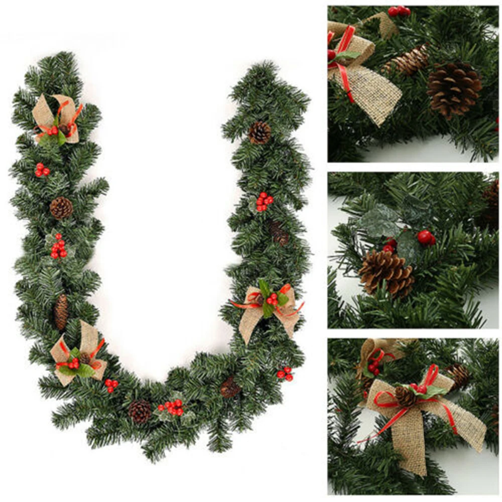 

180cm Rochester Spruce Christmas Garland With Berries & Pine Cones Home Wall Ornaments 2022 New Year Christmas Tree Decoration