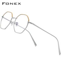 fonex pure titanium glasses frame men ultralight polygon myopia optical prescription eyeglasses frame women female eyewear 880