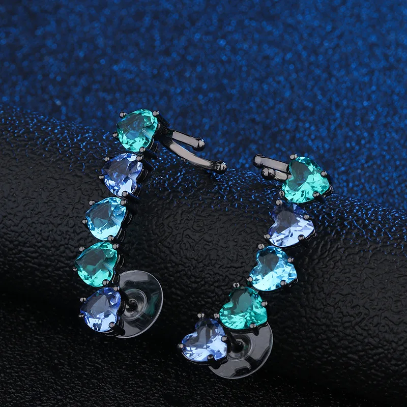 OMYFUN заводская цена женские серьги манжеты с сердцем Кристальные драгоценные