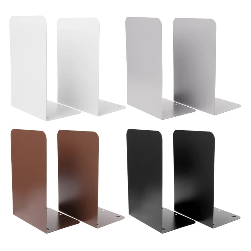 

B2RC 1 Pair Metal Bookends Organizer Desktop Office Home Book Shelf Storage Holder Book Ends