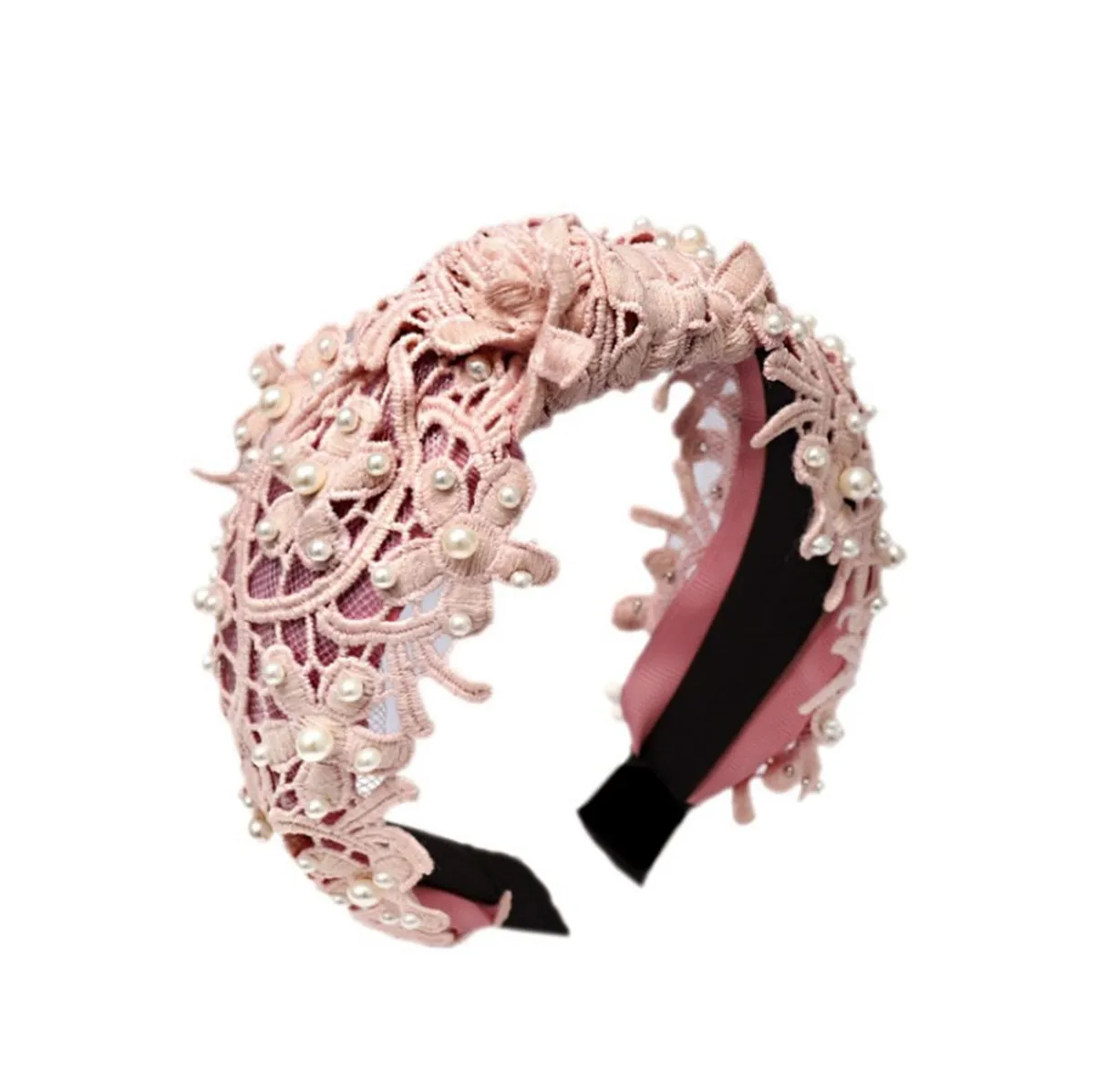

Women's Pearl Tie Headband Hairband Knot Lace Floral Hair Bands Hoop Accessories