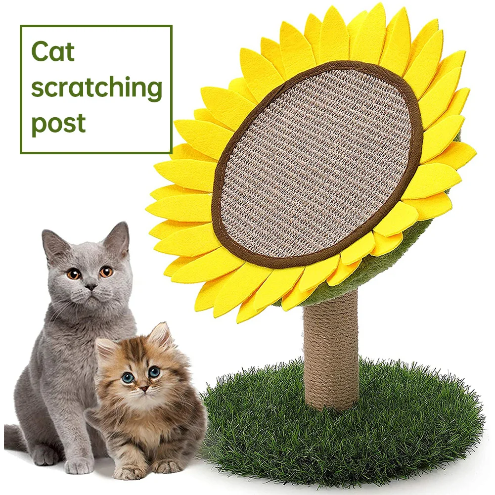 

Cat Scratch Board Toy Sisal Lovely Sunflower Shape Cats Scratching Post Toys Protecting Grind Claws Cat Scratcher Toy Mat