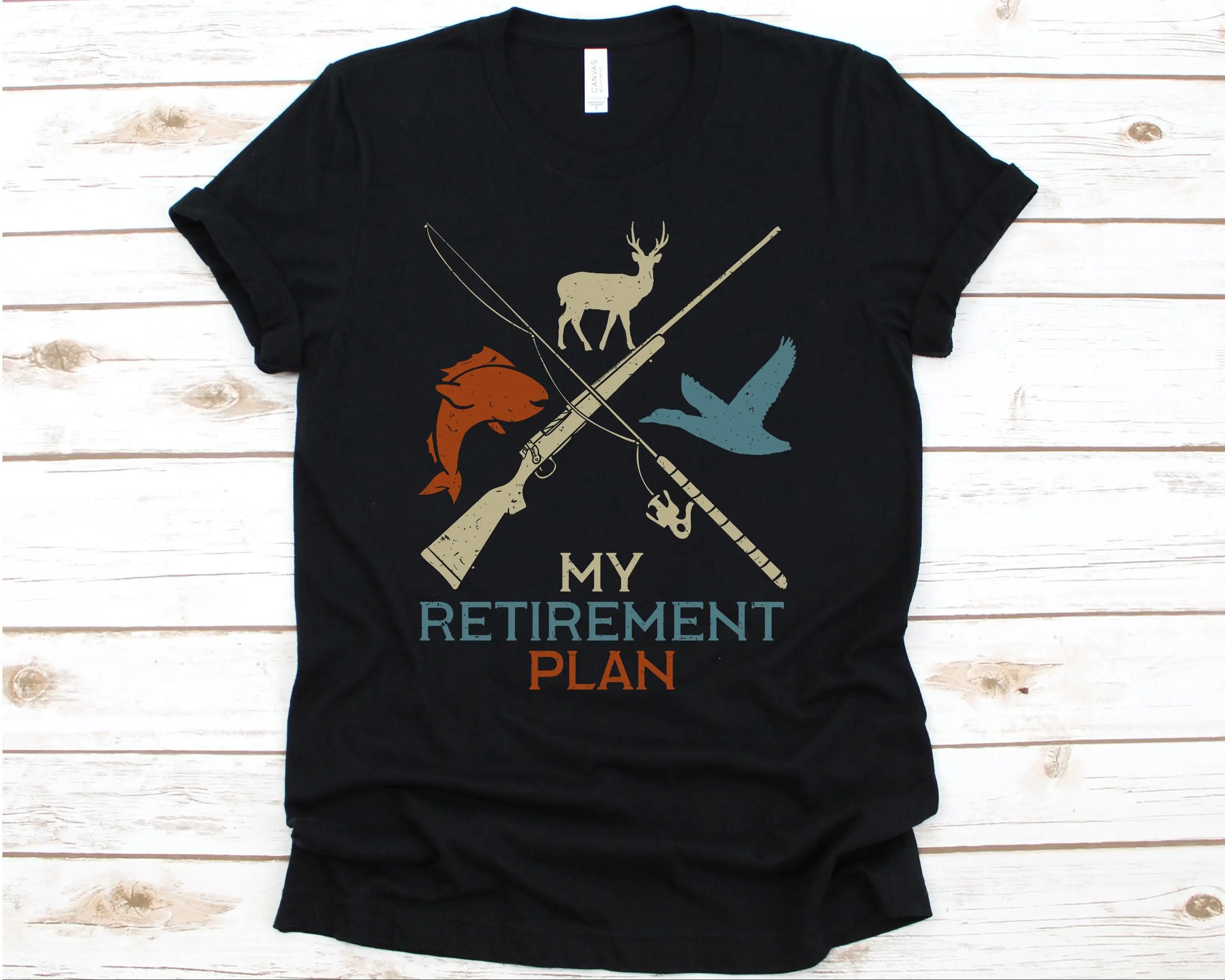 My Retirement Plan Hunting Shirt Funny Hunter Deer Gifts Fisher Tee | Мужская одежда