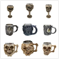 retro 3d resin knight warrior skull mug beer cup gothic style halloween decoration skeleton cup beer gift bar decoration