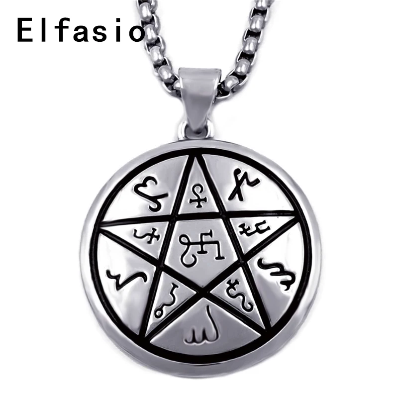 Мужская Pewter подвеска Alchemical Theban Heremetic Wiccan Pentacle Star языческий амулет цепочка из