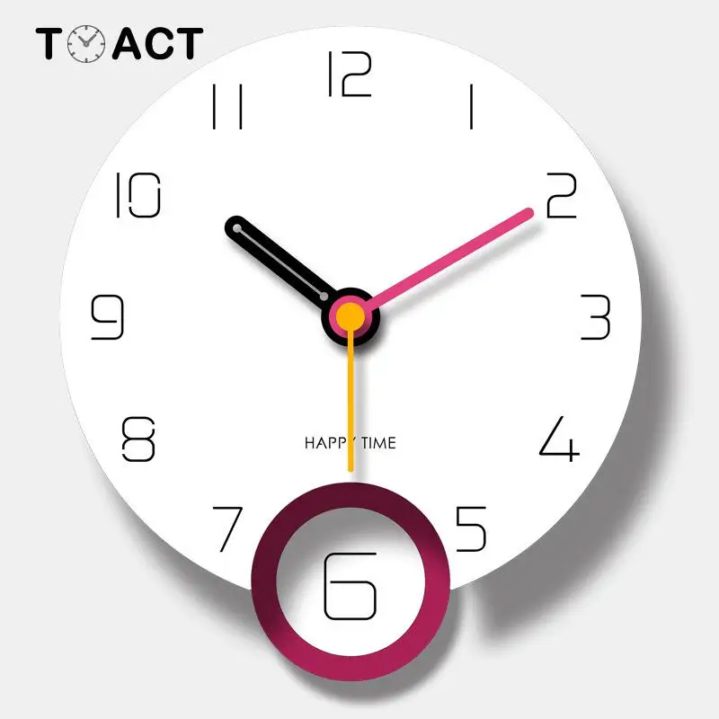 Часы настенные минималистичные круглые с Мятным узором бесшумные кварцевые