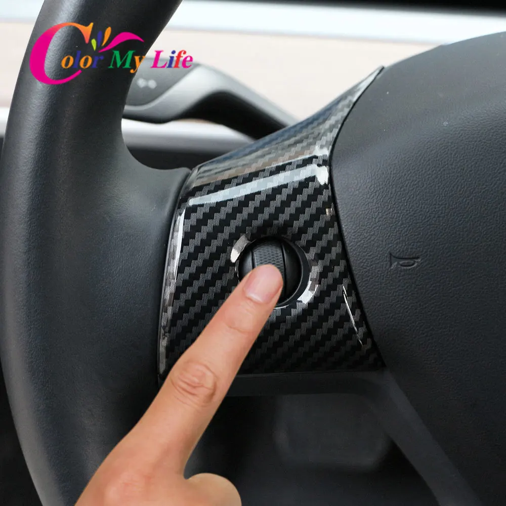 Цветная хромированная панель рулевого колеса из углеродного волокна ABS для Tesla