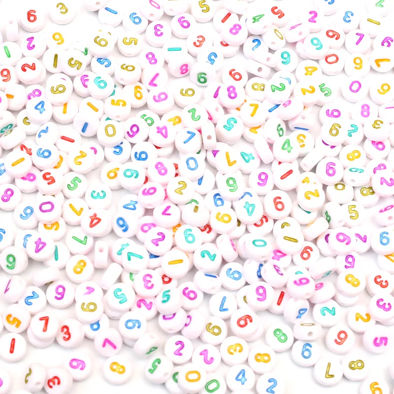 Акриловые бусины с разноцветными цифрами для ювелирных изделий 200 шт. разметка