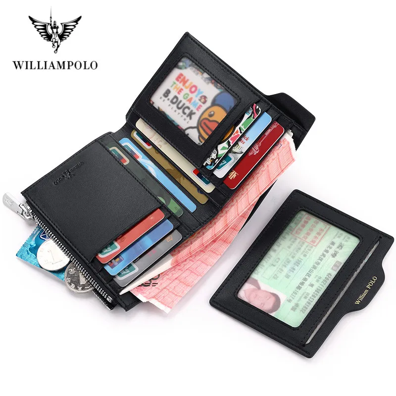 Мужские кожаные кошельки WILLIAMPOLO тонкий мужской кошелек с отделением для карт