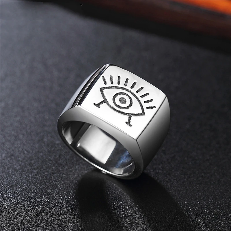 

2021 New Design Hieroglyph Oracle Eye Finger Rings For Women Fashion Jewelry Accessories Vintage Stainless Steel Wedding Bands